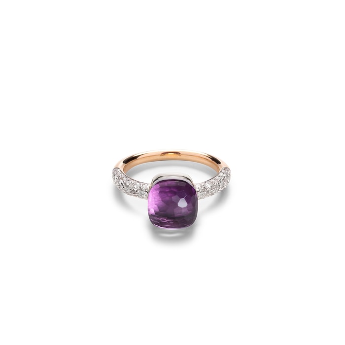 Pomellato 18K Rose & White Gold Nudo Petit Diamond & Amethyst Ring