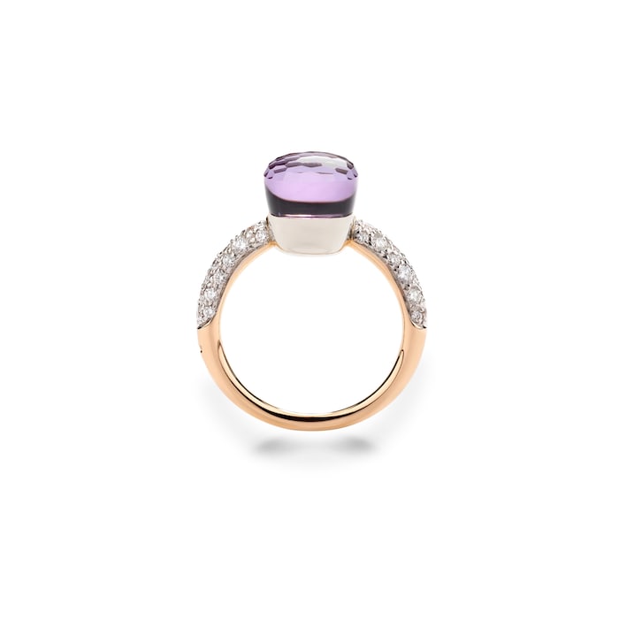 Pomellato 18K Rose & White Gold Nudo Petit Diamond & Amethyst Ring