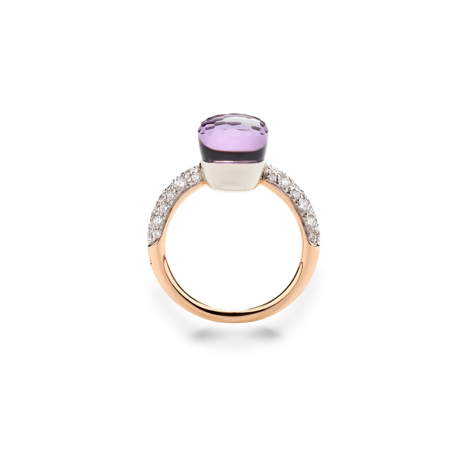 Pomellato 18K Rose & White Gold Nudo Petit Diamond & Amethyst Ring