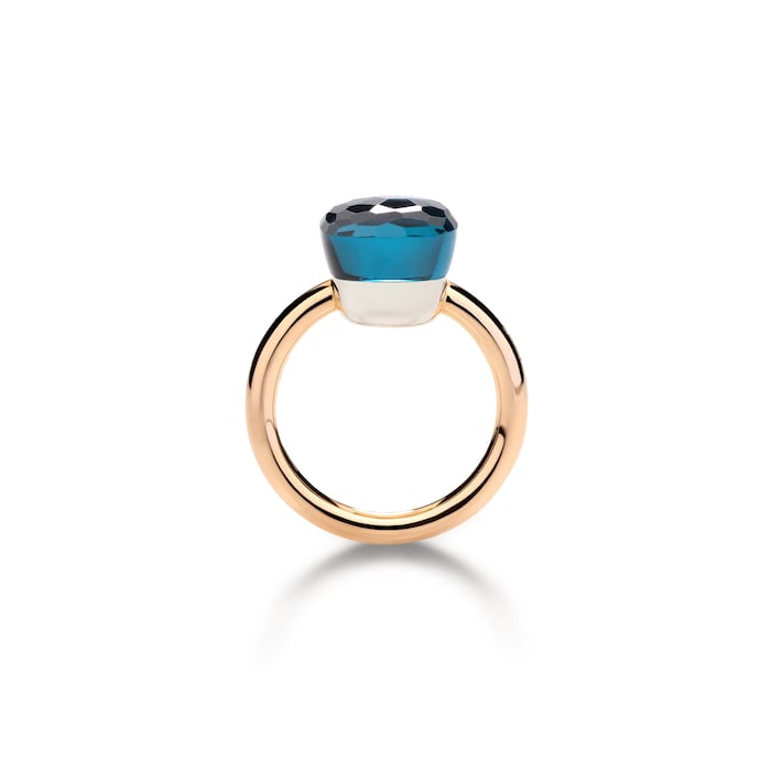 Pomellato 18K Rose & White Gold Nudo Classic London Blue Topaz Ring - Size 6