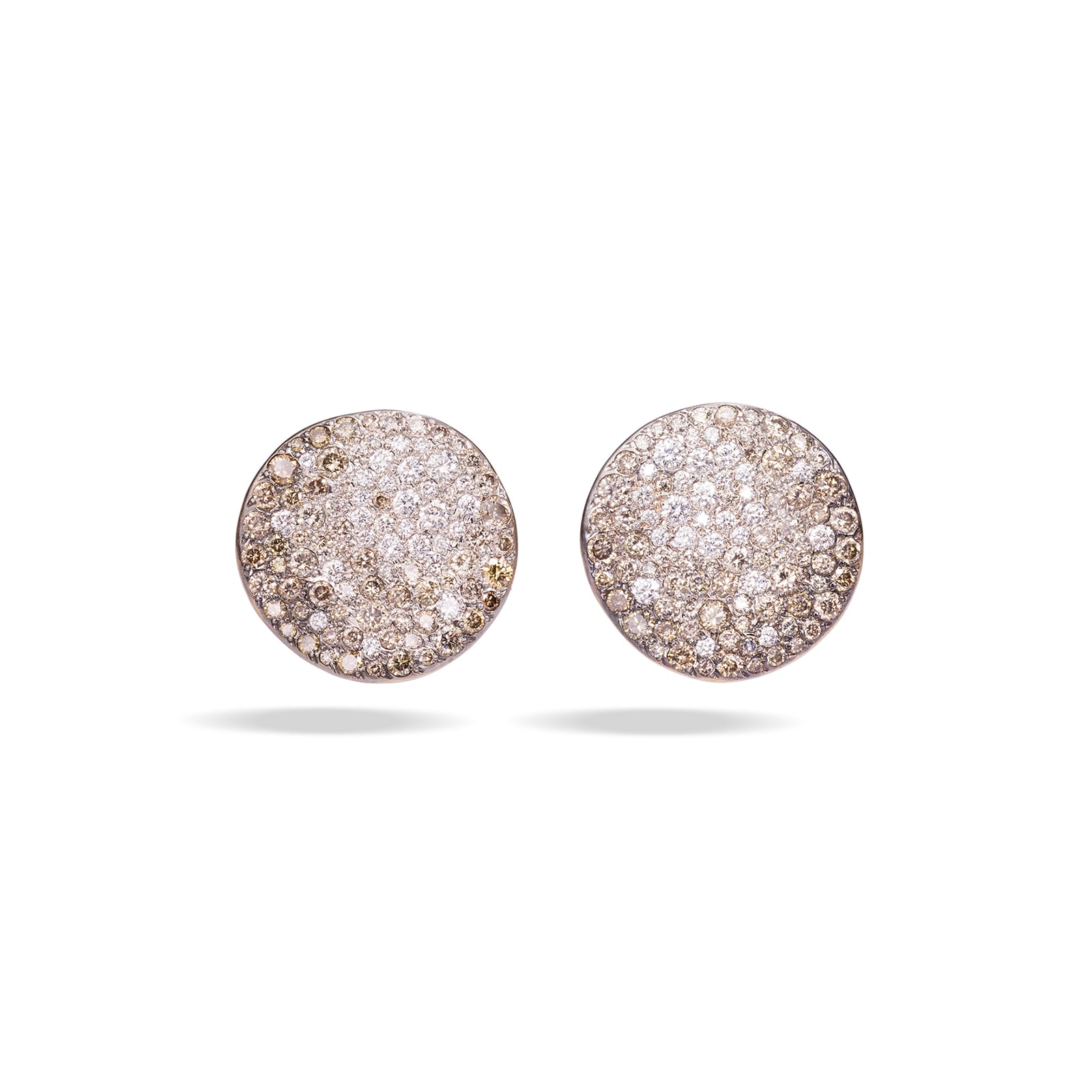 Pomellato 18K Rose Gold Sabbia Mixed Color Diamond Stud Earrings