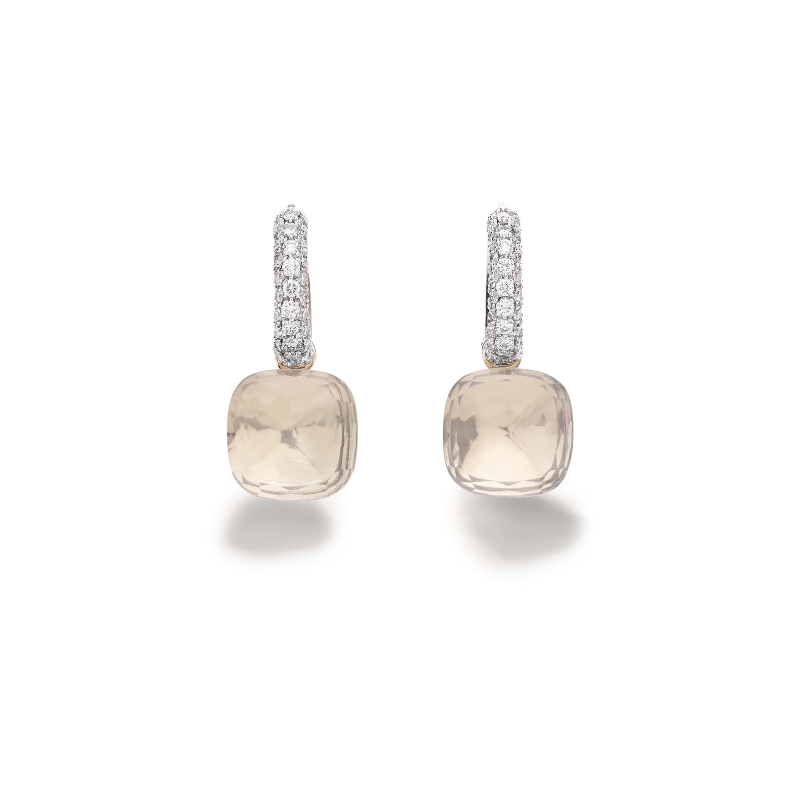 Pomellato 18K White & Rose Gold Nudo Classic Diamond Drop Earrings