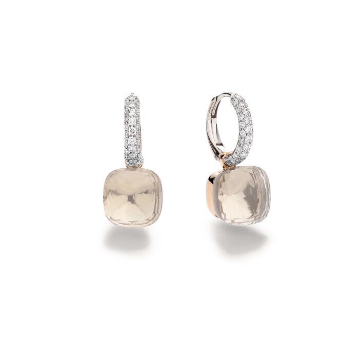 Pomellato 18K White & Rose Gold Nudo Classic Diamond Drop Earrings