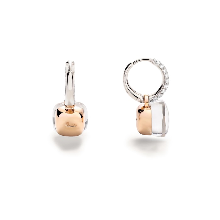 Pomellato 18K White & Rose Gold Nudo Classic Diamond Drop Earrings