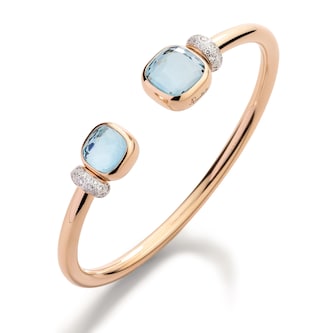 Pomellato 18K Rose Gold Nudo Diamond & Sky Blue Topaz Bracelet