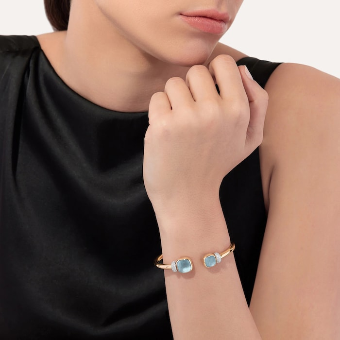 Pomellato 18K Rose Gold Nudo Diamond & Sky Blue Topaz Bracelet