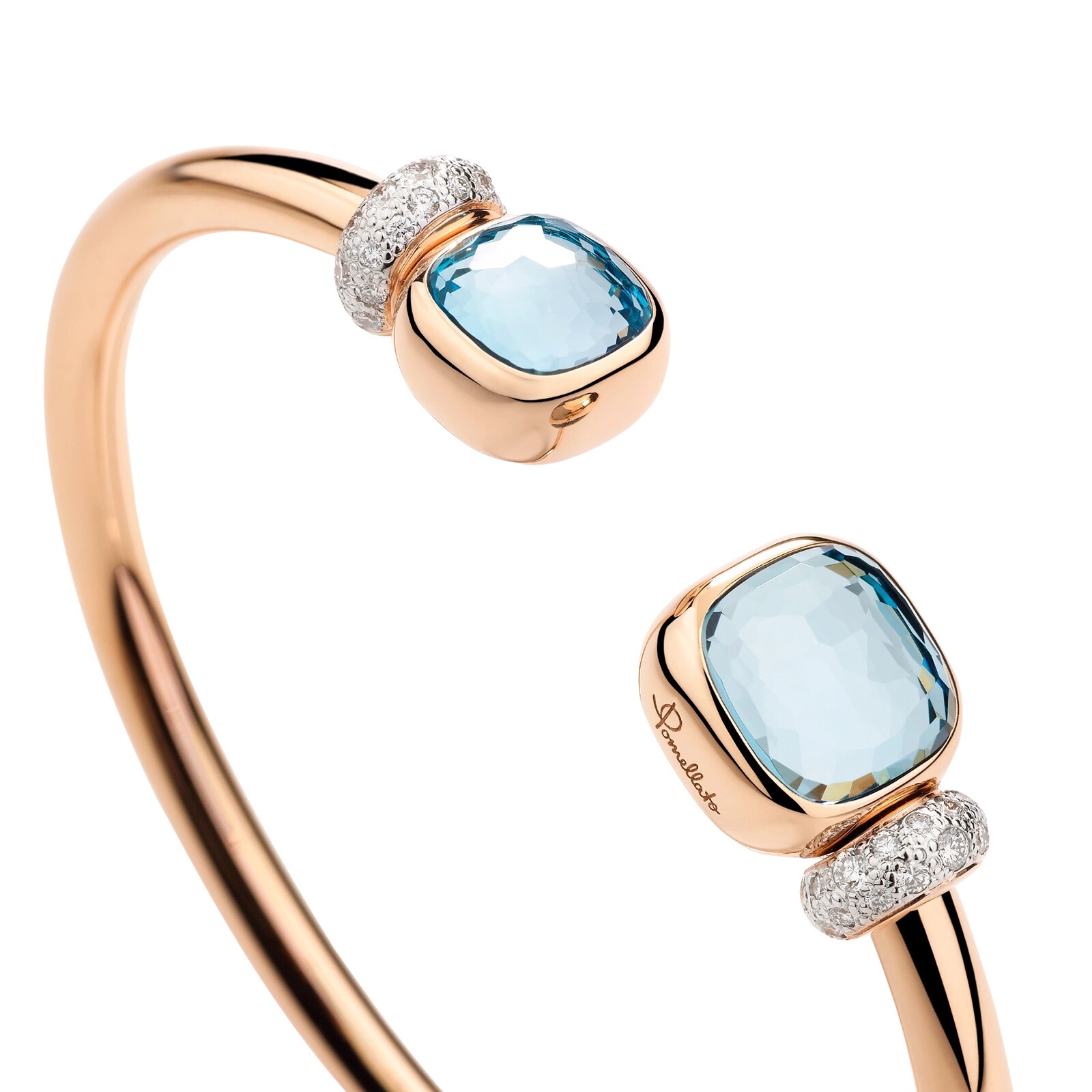 Pomellato 18K Rose Gold Nudo Diamond & Sky Blue Topaz Bracelet
