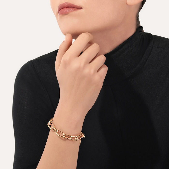 Pomellato 18K Rose Gold Iconica Slim Oval Link Bracelet - Size Medium