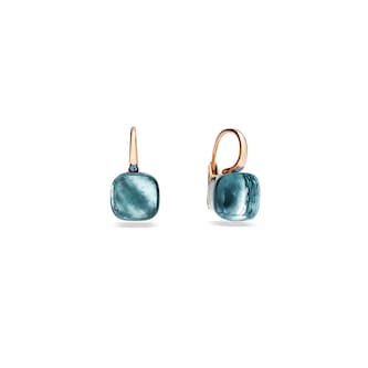 Pomellato Nudo Classic 18ct Rose & White Gold Blue Topaz Earrings Pomellato Nudo Classic 18ct Rose & White Gold Blue Topaz Earrings