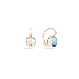 Pomellato Nudo Classic 18ct Rose & White Gold Blue Topaz Earrings