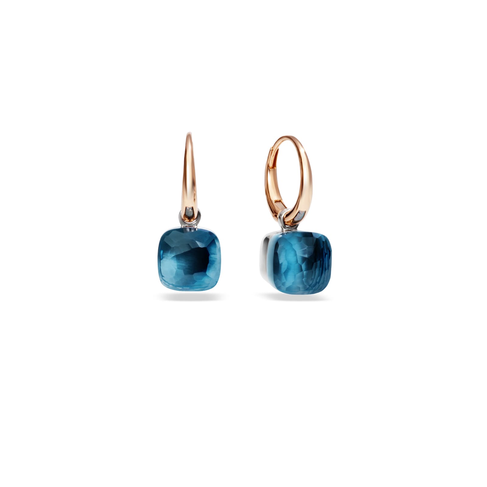 Pomellato Nudo Petit 18ct Rose & White Gold London Blue Topaz Earrings