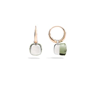 Pomellato Nudo Petit 18ct Rose & White Gold Prasiolite Earrings