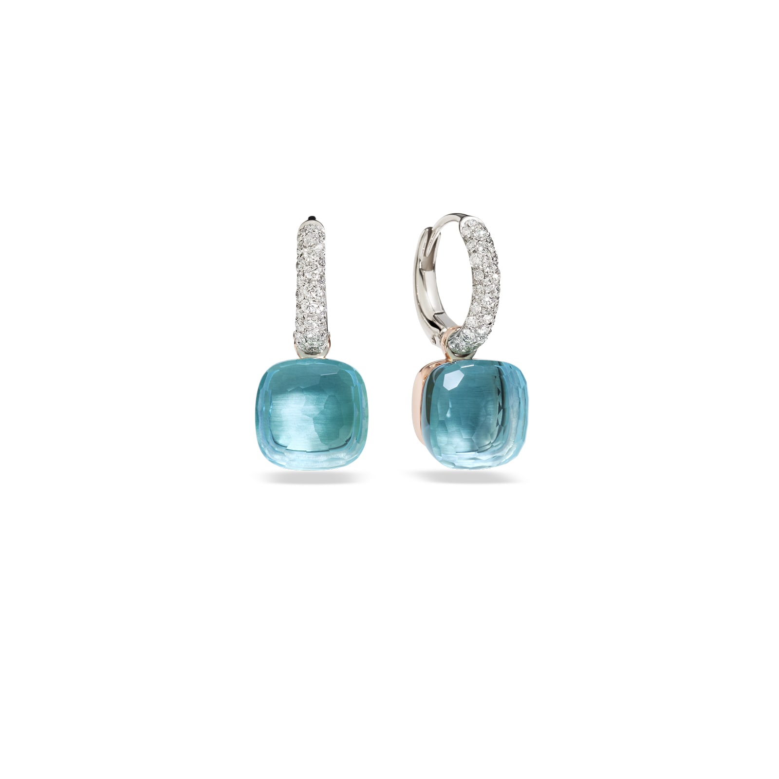 Nudo 18ct Rose & White Gold Blue Topaz & 0.55ct Diamond Earrings