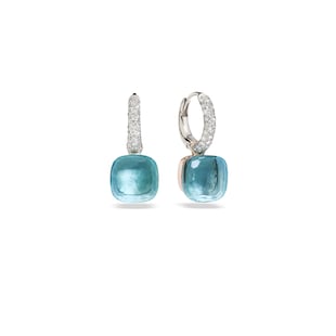 Pomellato Nudo 18ct Rose & White Gold Blue Topaz & 0.55ct Diamond Earrings