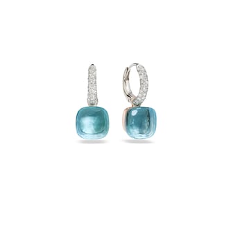 Pomellato Nudo 18ct Rose & White Gold Blue Topaz & 0.55ct Diamond Earrings Pomellato Nudo 18ct Rose & White Gold Blue Topaz & 0.55ct Diamond Earrings