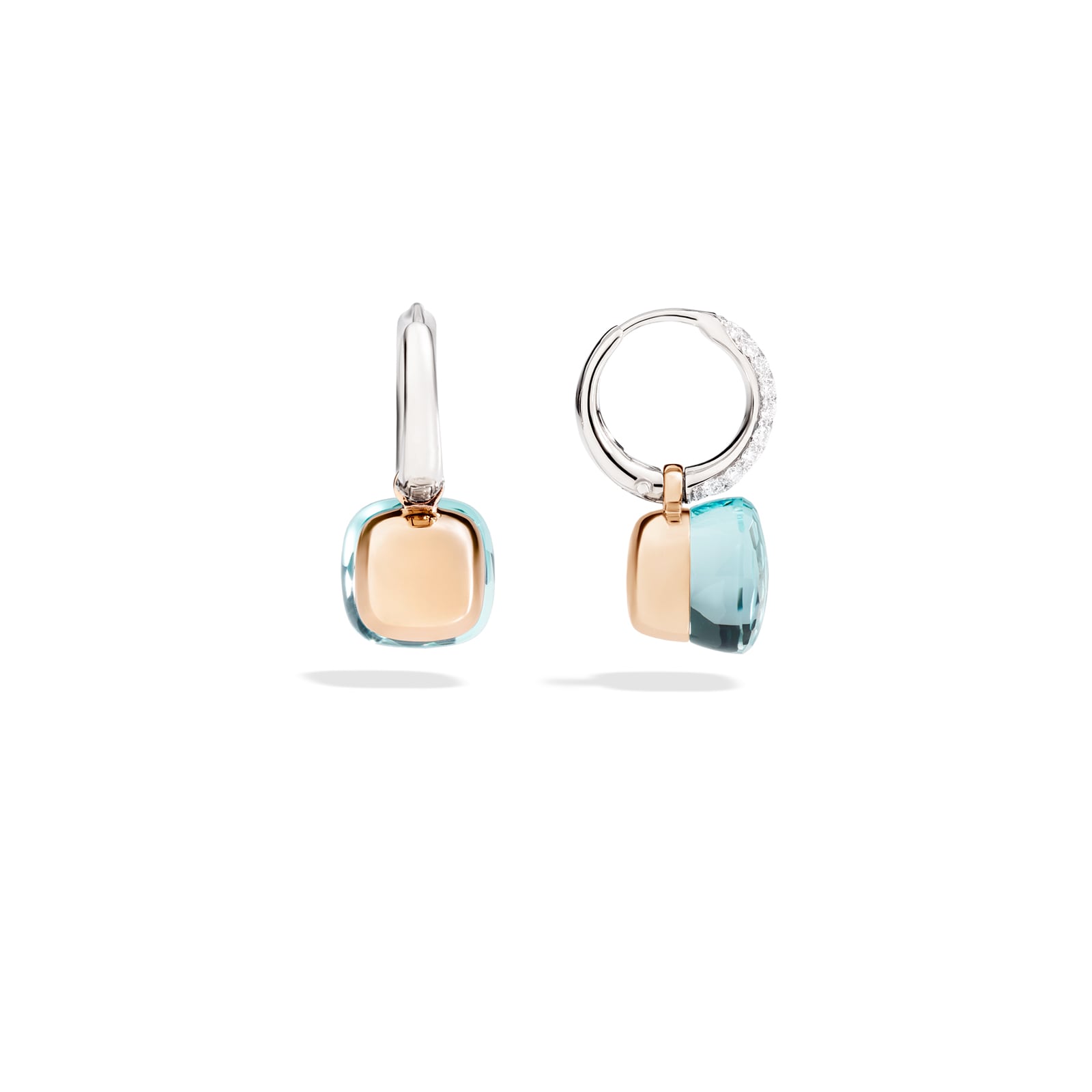 Pomellato Nudo 18ct Rose & White Gold Blue Topaz & 0.55ct Diamond Earrings