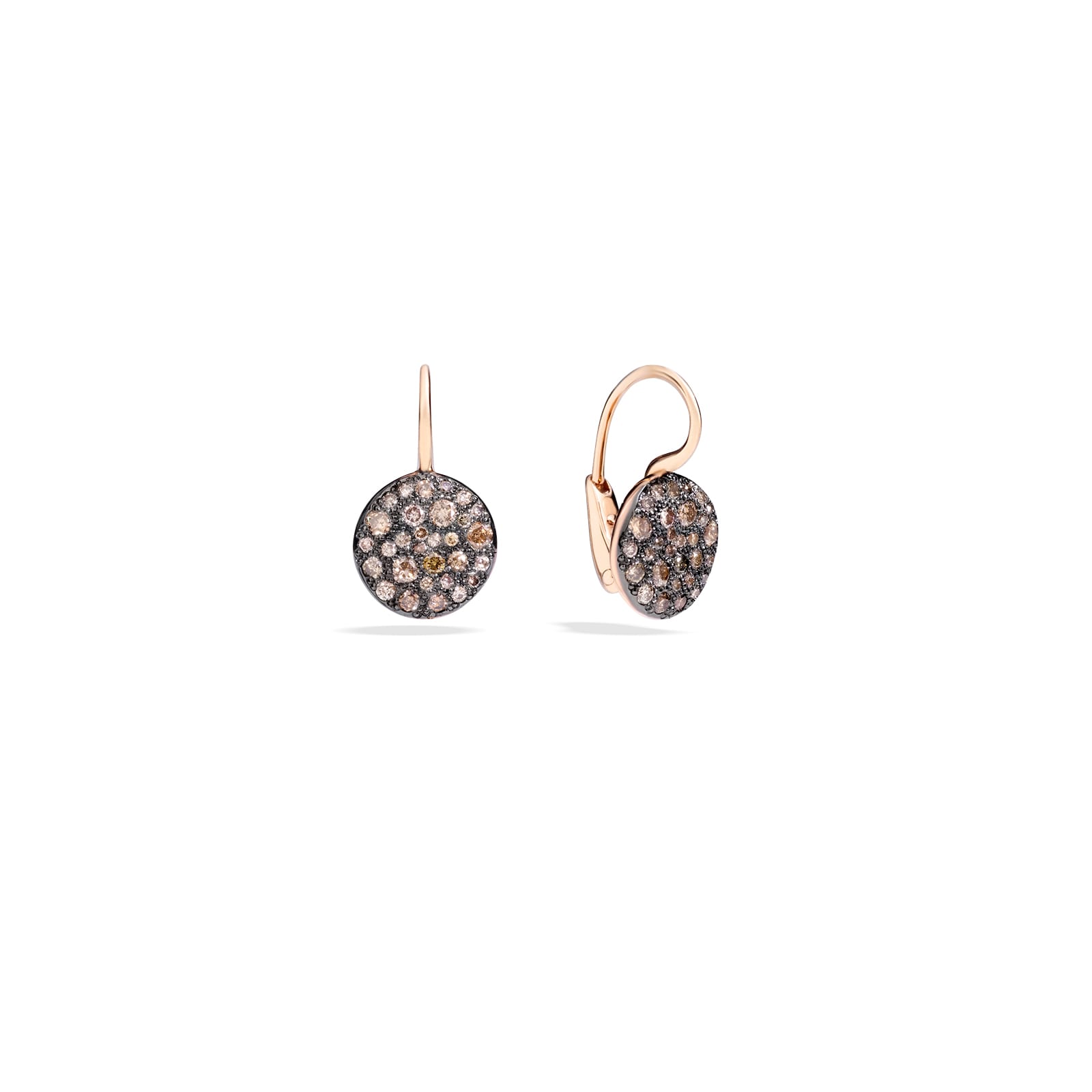 Pomellato Sabbia 18ct Rose Gold 0.80ct Brushed Brown Diamond Drop Earrings