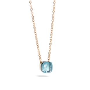 Pomellato Nudo 18ct Rose & White Gold Blue Topaz Pendant