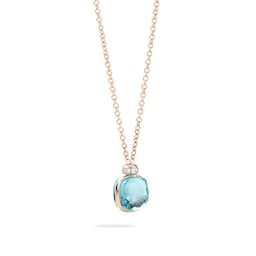 37190116 - Nudo 18ct Rose & White Gold Blue Topaz & 0.10ct Diamond Pendant