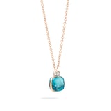 Pomellato Nudo 18ct Rose & White Gold Blue Topaz & 0.10ct Diamond Pendant