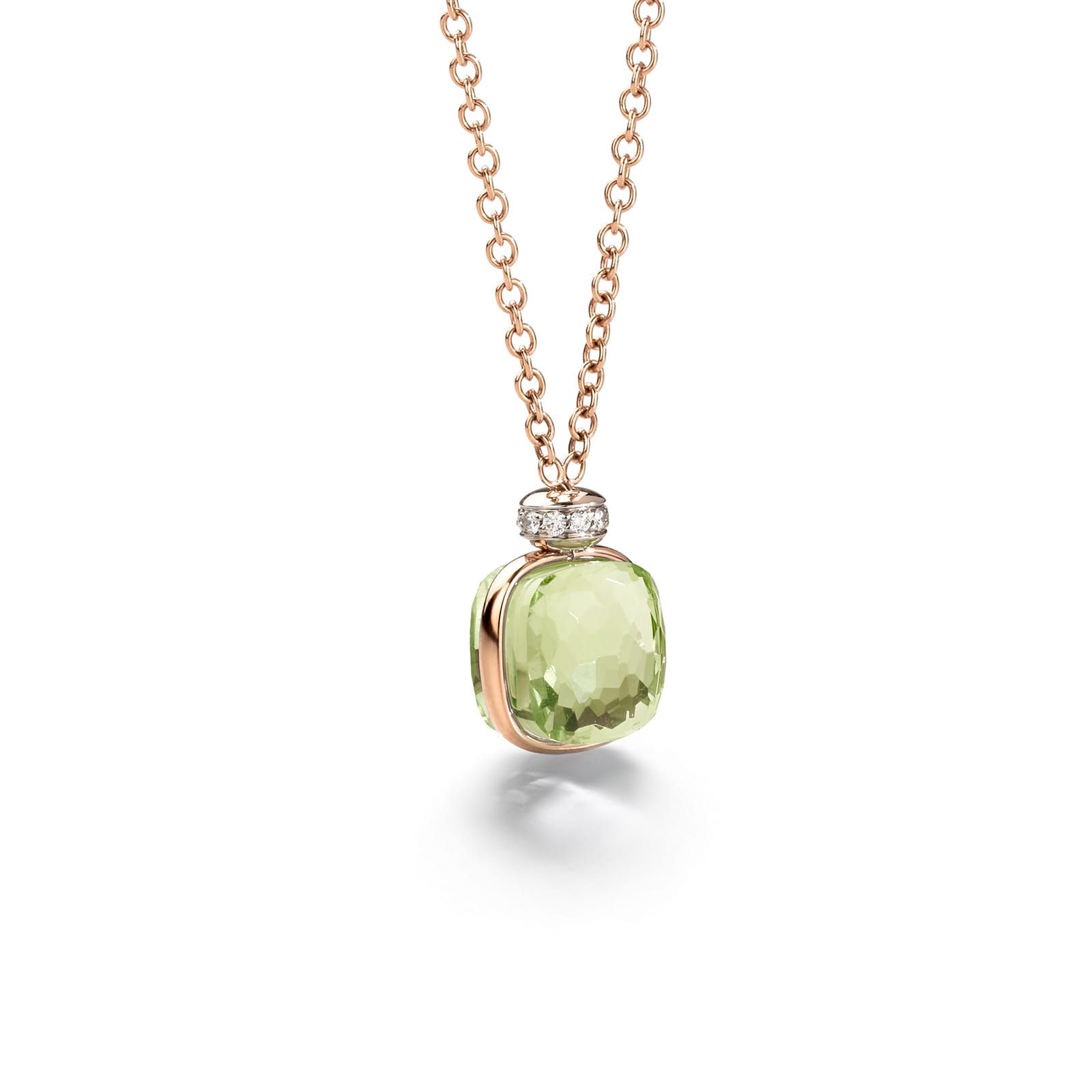 Pomellato Nudo 18ct Rose & White Gold Prasiolite & 0.10ct Diamond Pendant