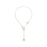 Pomellato Nudo 18ct Rose & White Gold Blue Topaz & 0.10ct Diamond Necklace