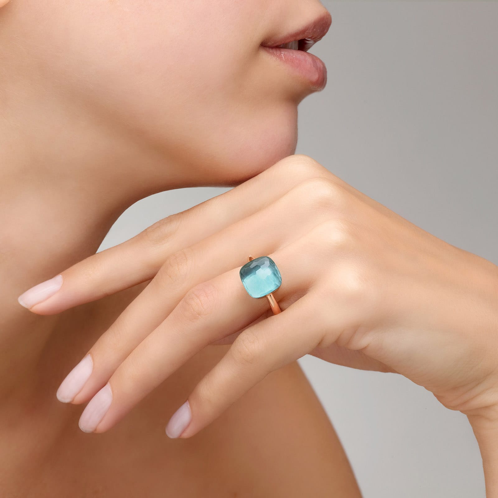 Pomellato Nudo Maxi 18ct Rose & White Gold Blue Topaz Ring Pomellato Nudo Maxi 18ct Rose & White Gold Blue Topaz Ring