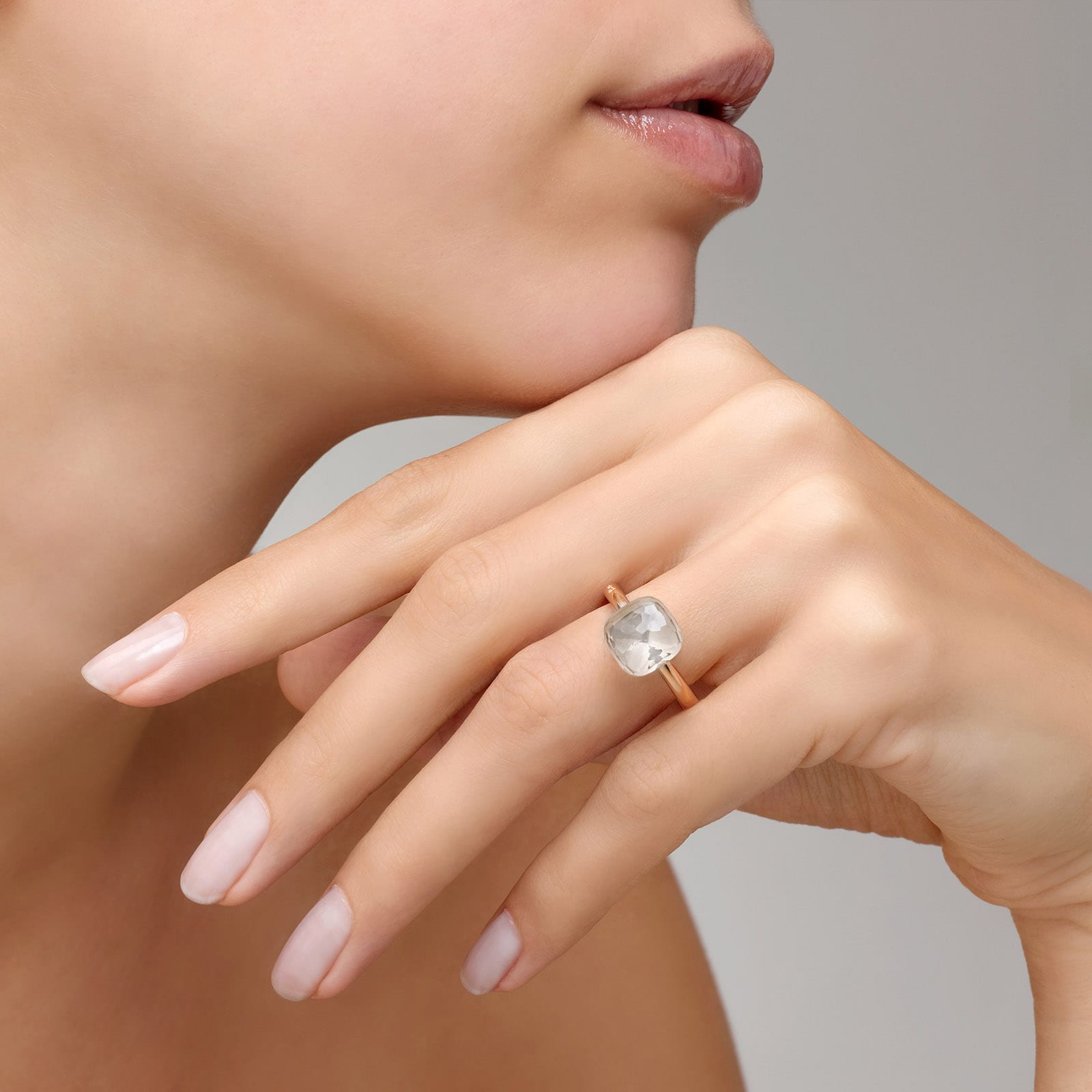Pomellato Nudo 18ct Rose & White Gold White Topaz Ring Pomellato Nudo 18ct Rose & White Gold White Topaz Ring