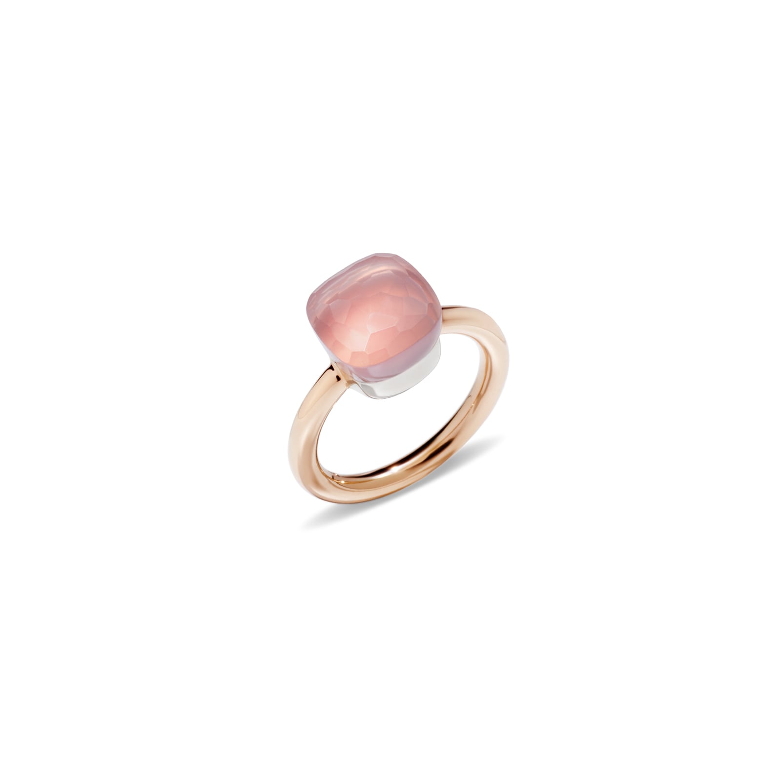 Nudo 18ct Rose & White Gold Rose Quartz Ring - Ring Size N
