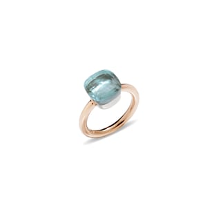 Pomellato Nudo 18ct Rose & White Gold London Blue Topaz Ring