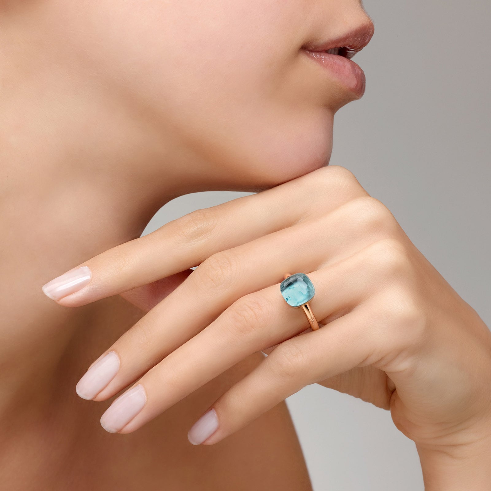 Pomellato Nudo 18ct Rose & White Gold London Blue Topaz Ring Pomellato Nudo 18ct Rose & White Gold London Blue Topaz Ring