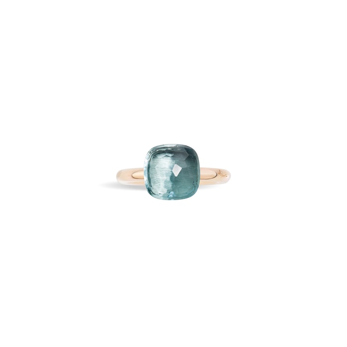 Pomellato Nudo 18ct Rose & White Gold London Blue Topaz Ring