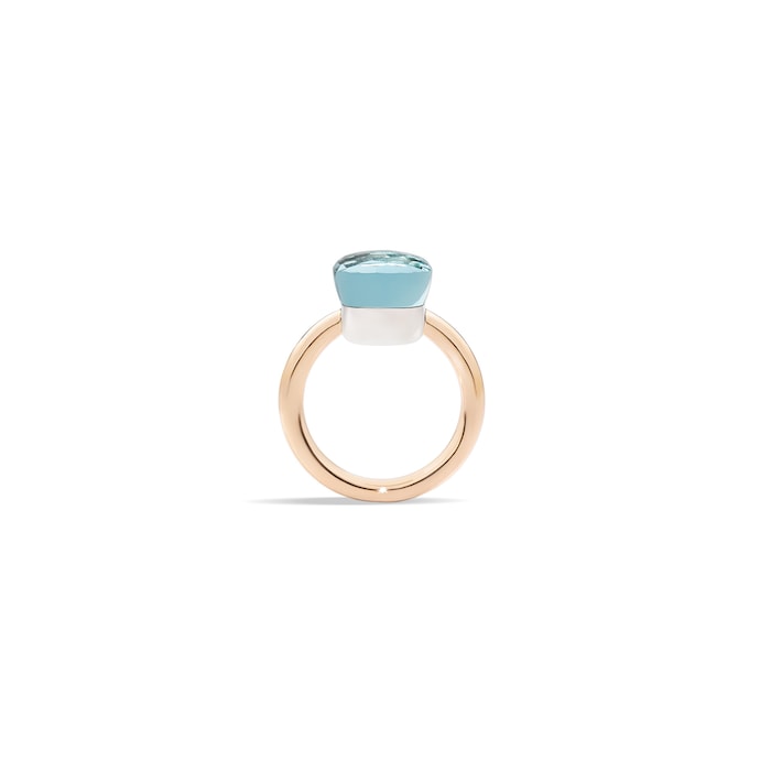 Pomellato Nudo 18ct Rose & White Gold London Blue Topaz Ring