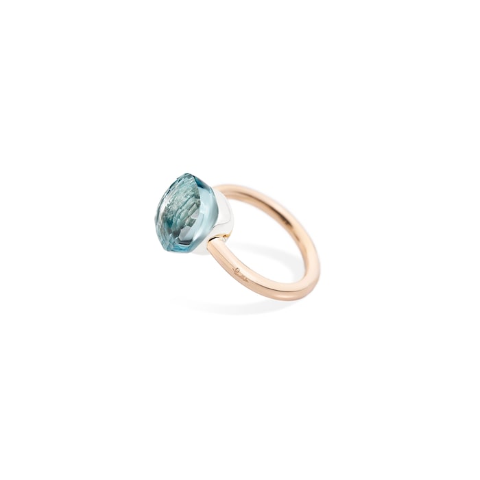 Pomellato Nudo 18ct Rose & White Gold London Blue Topaz Ring