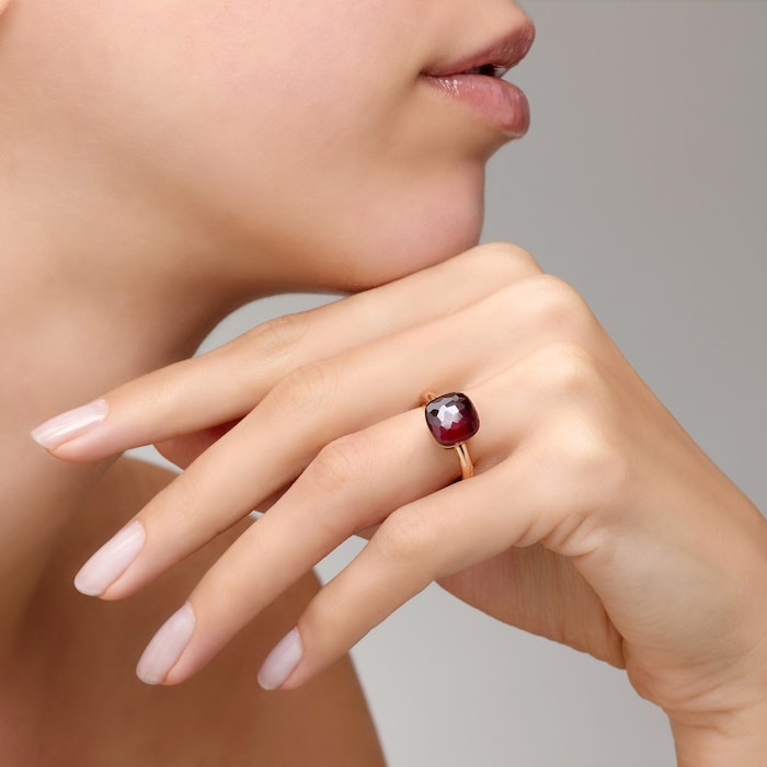 Pomellato Nudo 18ct Rose & White Gold Garnet Ring - Ring Size O