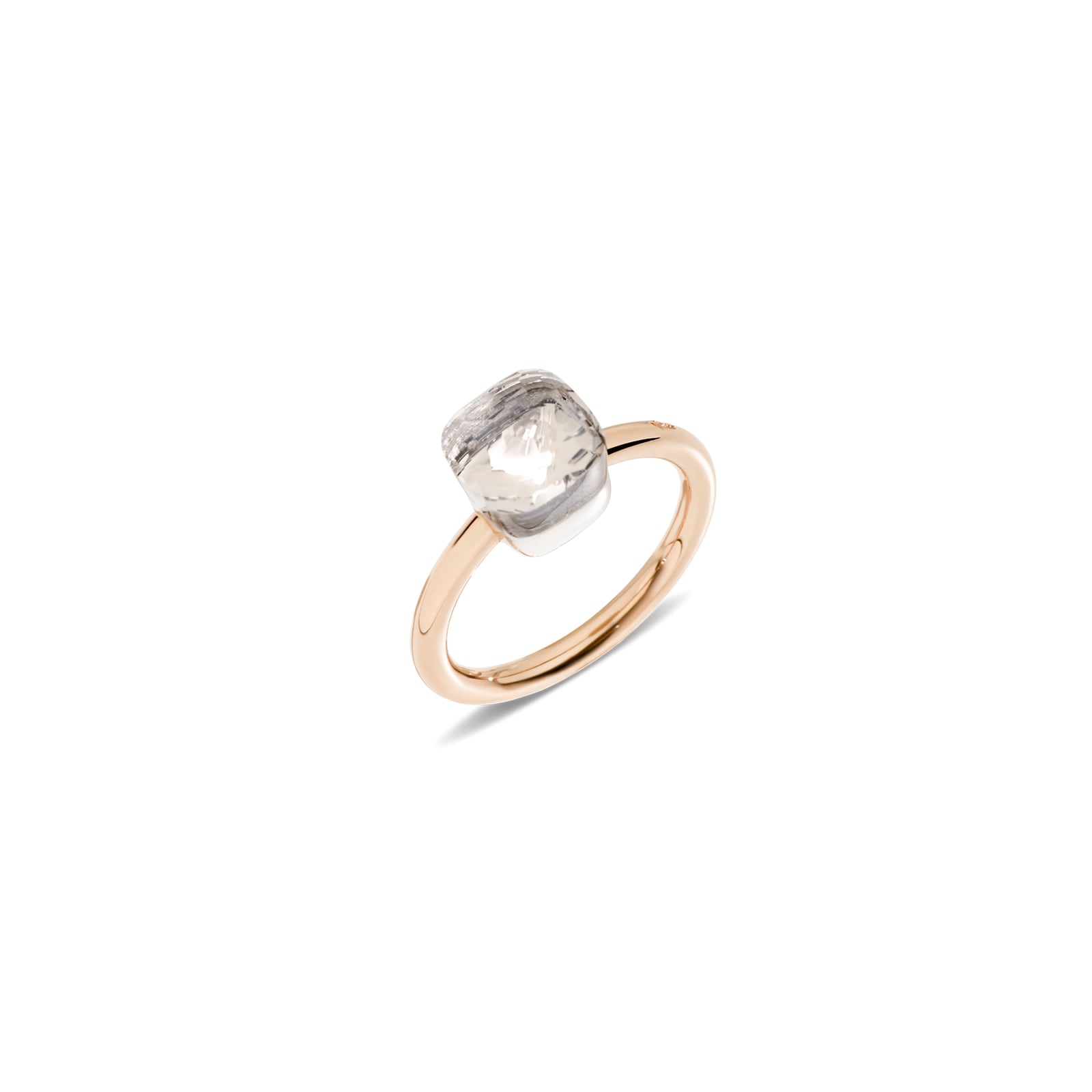 Nudo Petit 18ct Rose & White Gold White Topaz Ring - Ring Size N