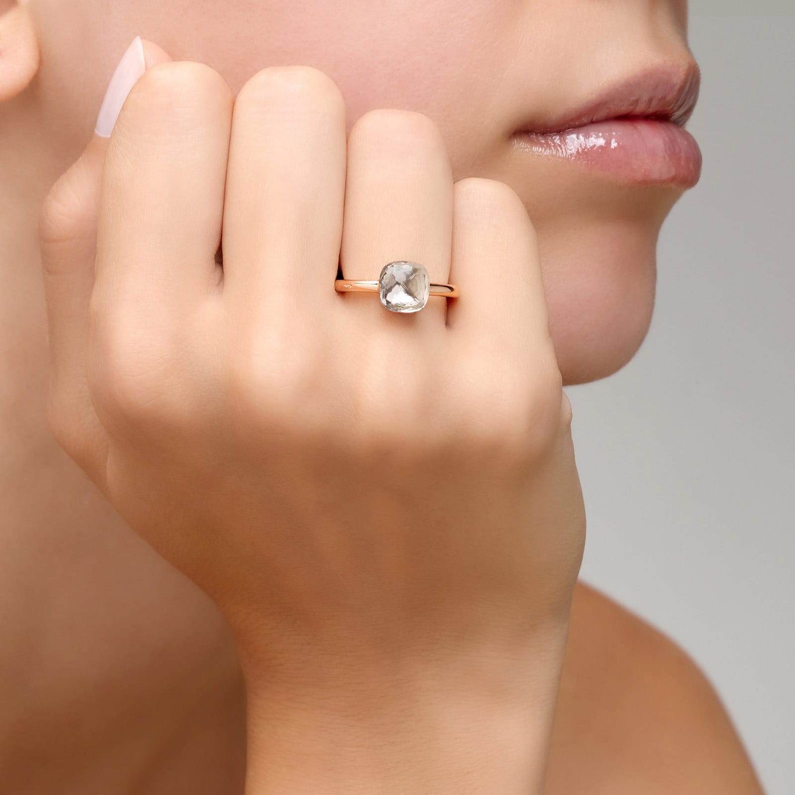 Pomellato Nudo Petit 18ct Rose & White Gold White Topaz Ring Pomellato Nudo Petit 18ct Rose & White Gold White Topaz Ring