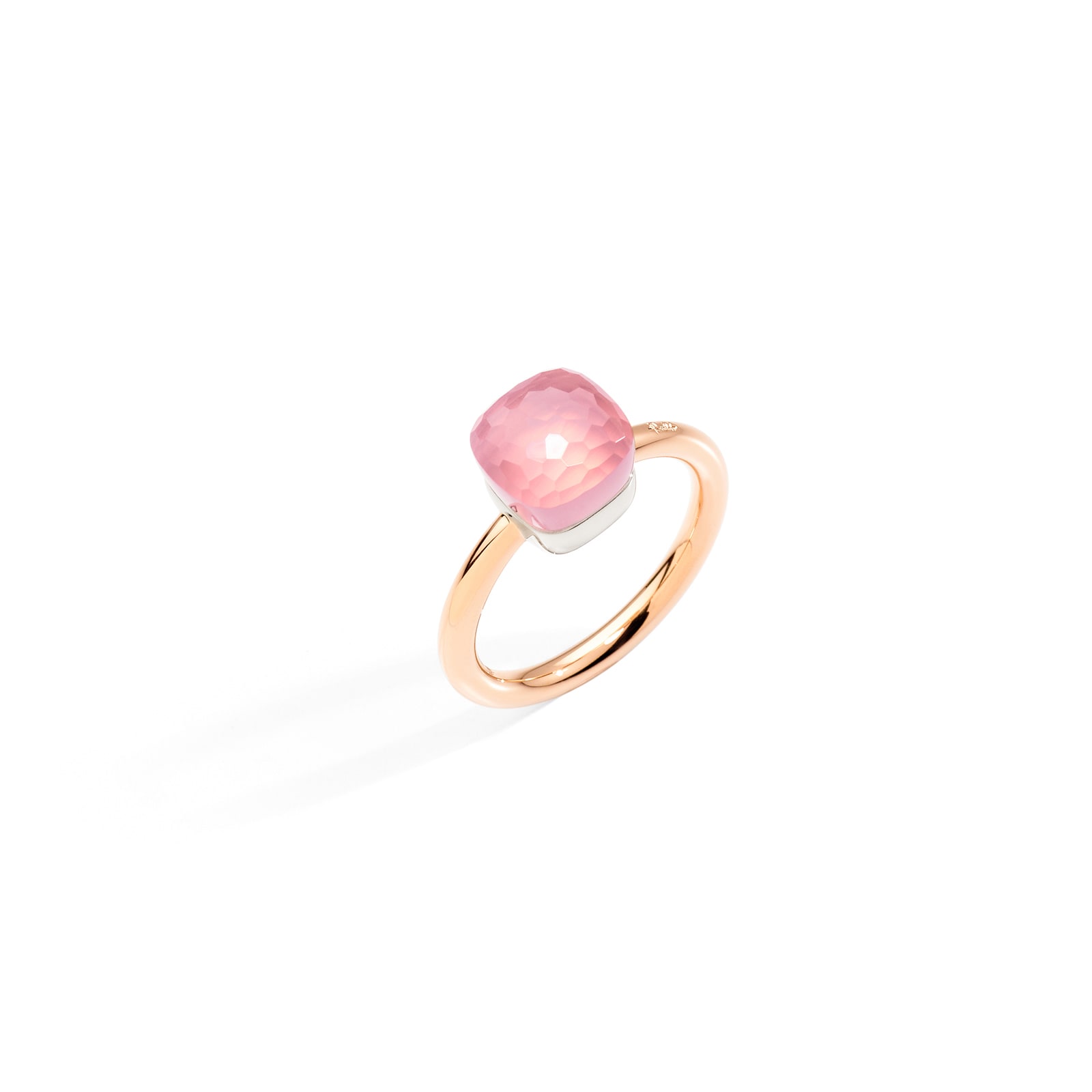 Nudo Petit 18ct Rose & White Gold Rose Quartz Ring - Ring Size N