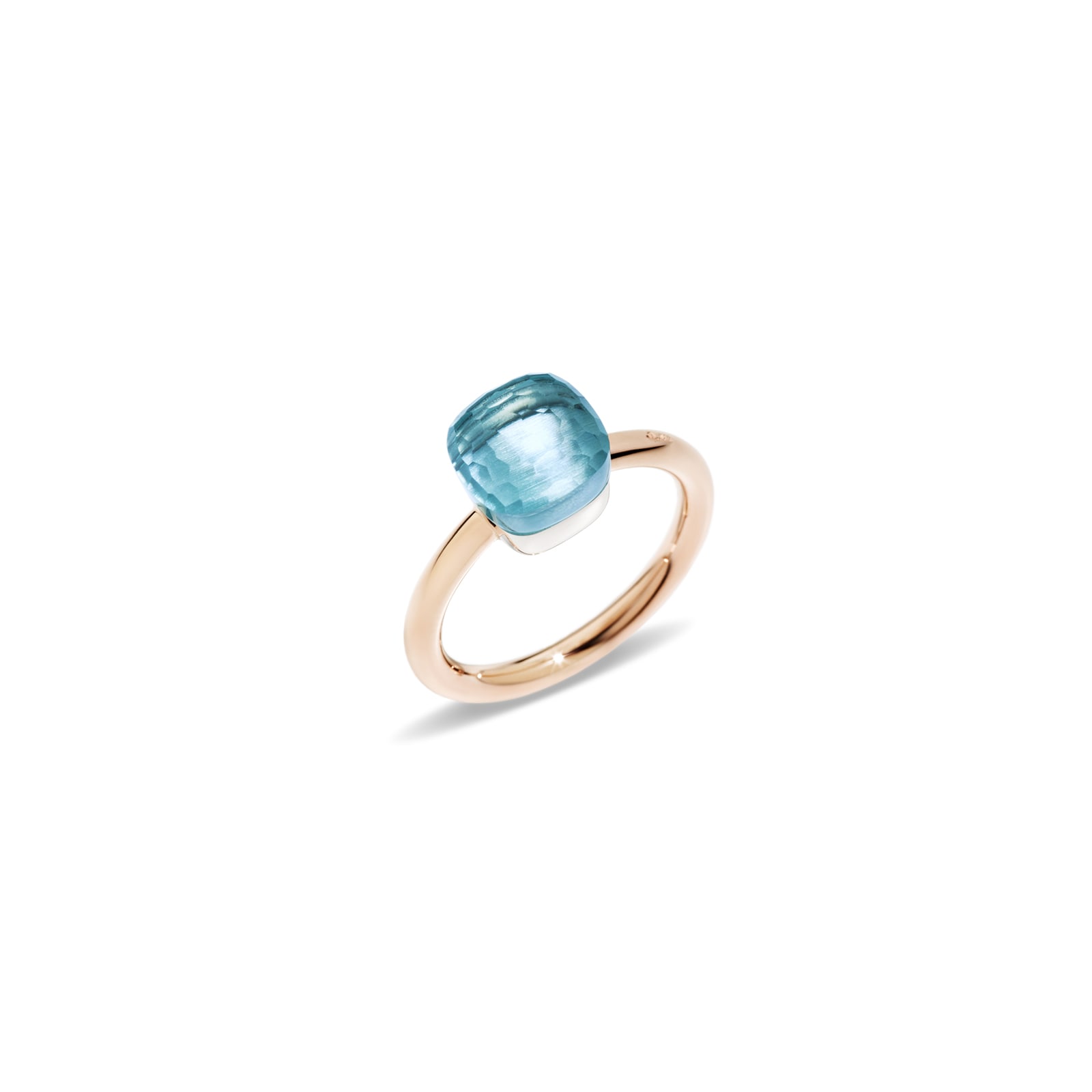 Nudo Petit 18ct Rose & White Gold Blue Topaz Ring - Ring Size N