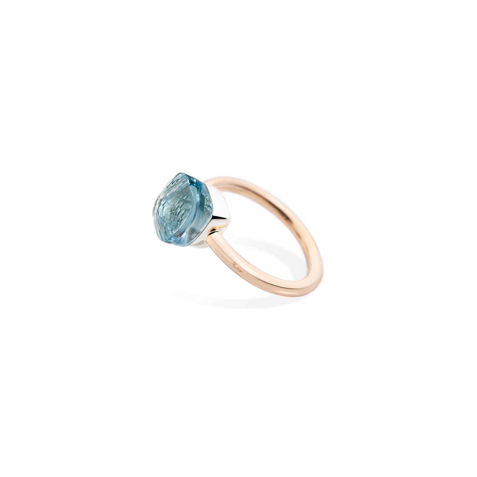 Pomellato Nudo Petit 18ct Rose & White Gold Blue Topaz Ring - Ring Size I