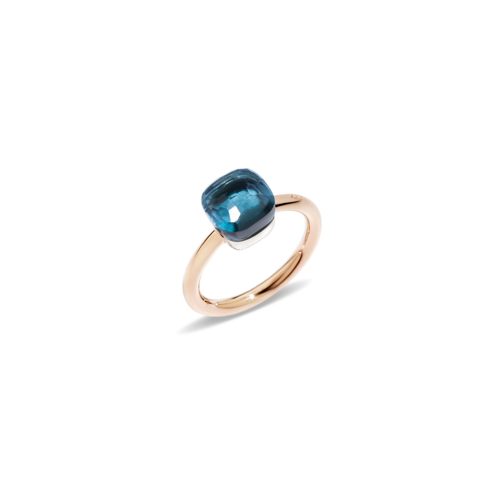 Pomellato Nudo Petit 18ct Rose & White Gold London Blue Topaz Ring