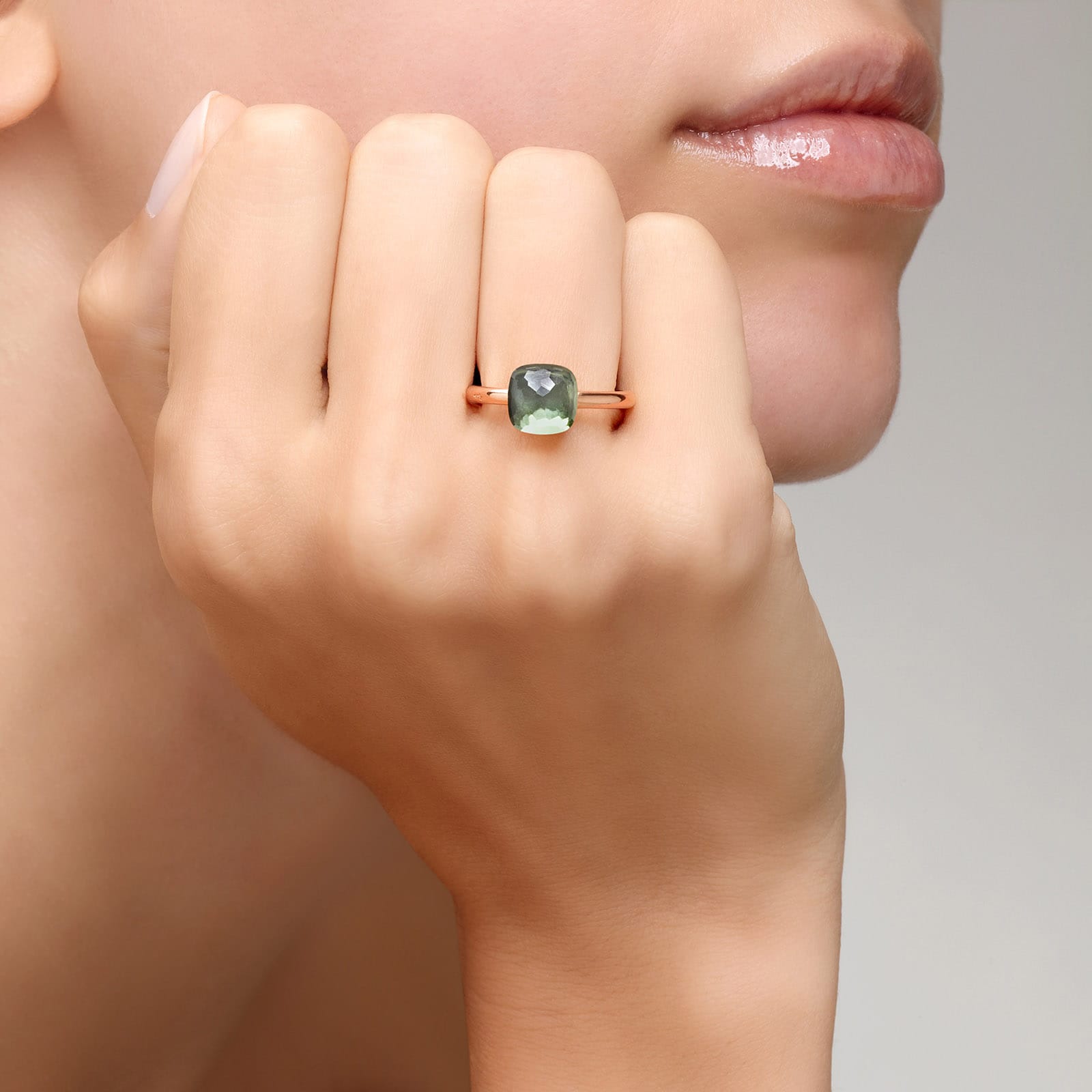 Pomellato Nudo Petit 18ct Rose & White Gold Prasiolite Ring