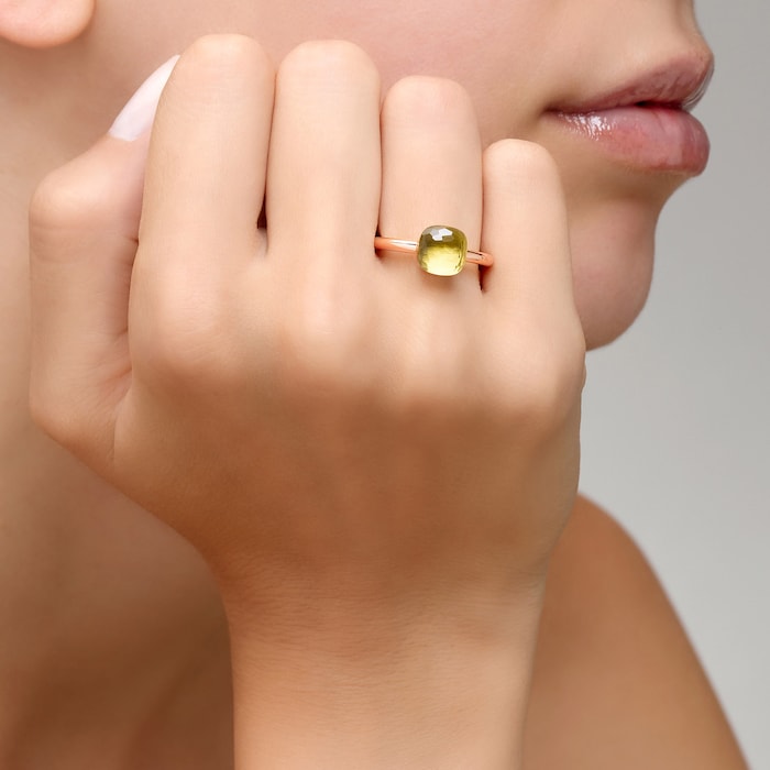 Pomellato Nudo Petit 18ct Rose & White Gold Lemon Quartz Ring