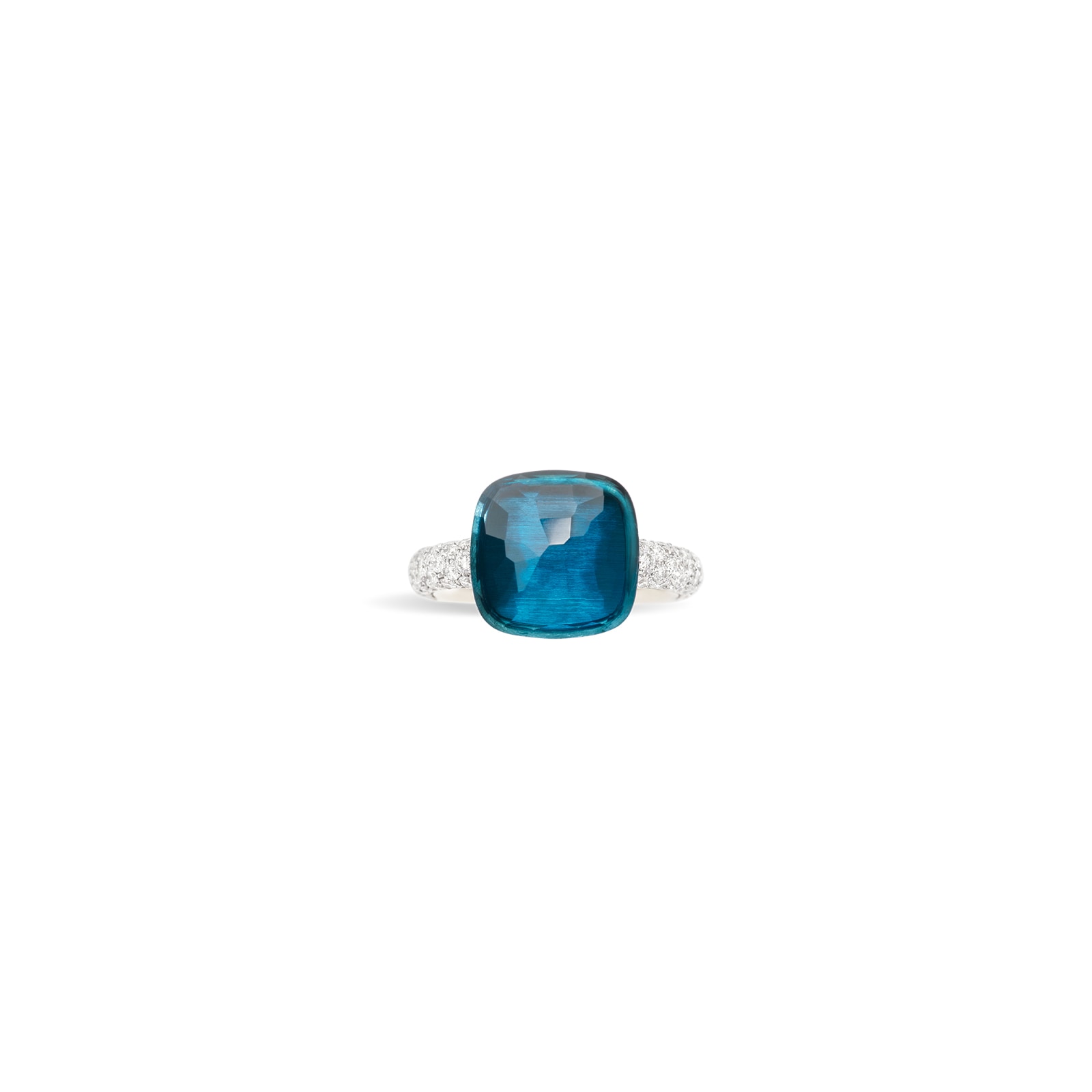 Pomellato Nudo Classic 18ct White & Rose Gold London Blue Topaz & 0.70ct Diamond Ring  - Ring Size P