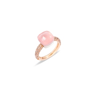 Pomellato Nudo Classic 18ct Rose & White Gold Rose Quartz & 0.70ct Diamond Ring