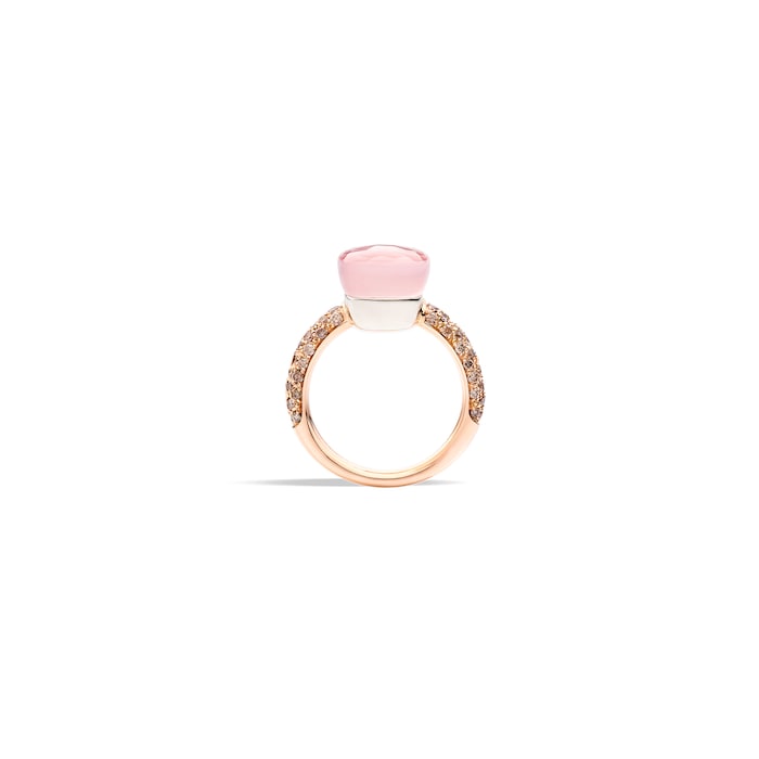 Pomellato Nudo Classic 18ct Rose & White Gold Rose Quartz & 0.70ct Diamond Ring