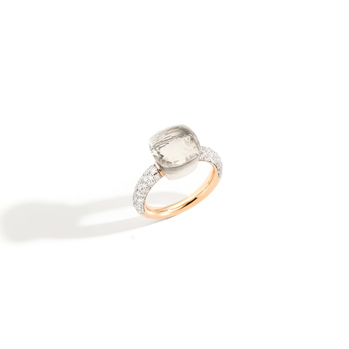 Pomellato Nudo Classic 18ct White & Rose Gold White Topaz & 0.70ct Diamond Ring