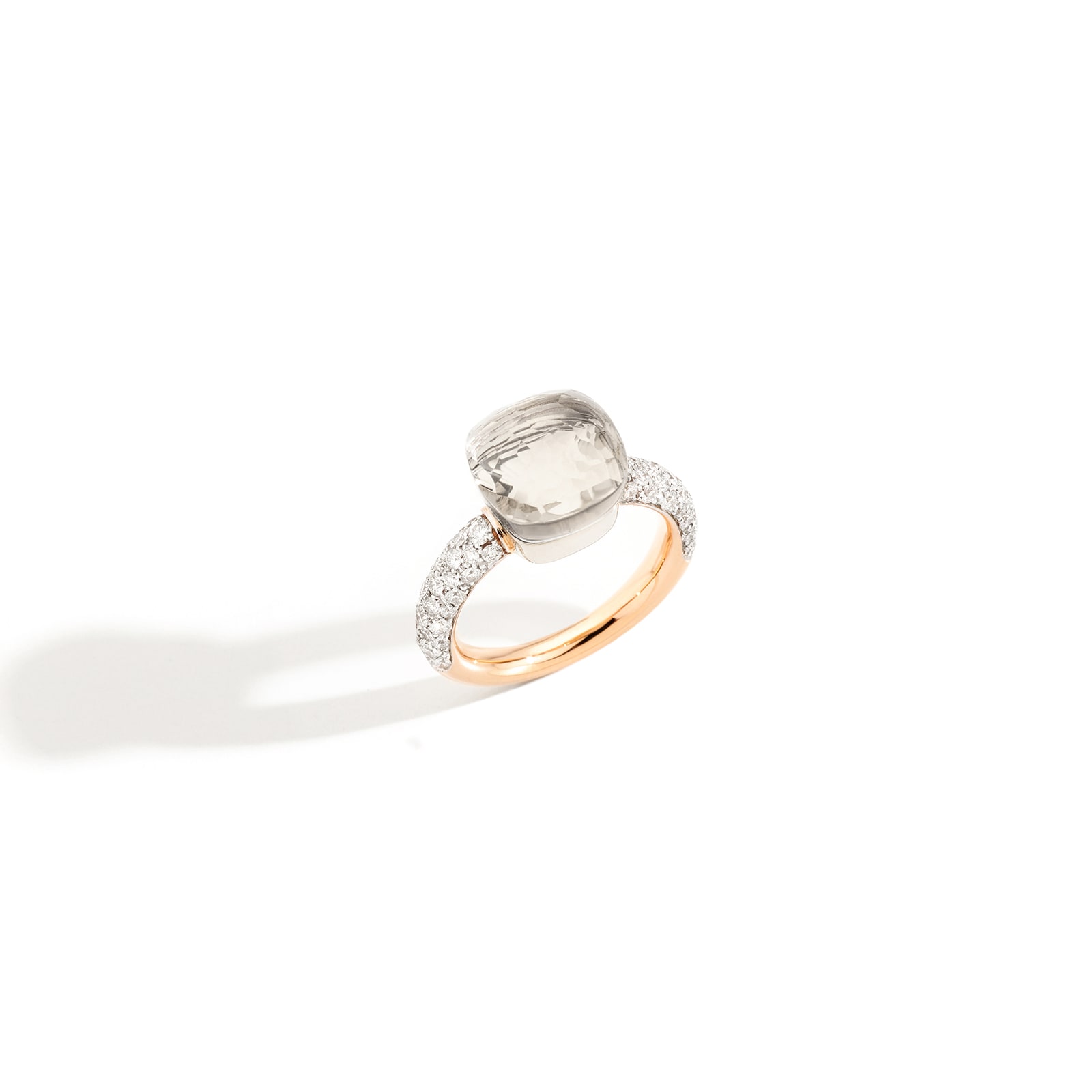 Pomellato Nudo Classic 18ct White & Rose Gold White Topaz & 0.70ct Diamond Ring