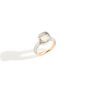 Pomellato Nudo Classic 18ct White & Rose Gold White Topaz & 0.70ct Diamond Ring
