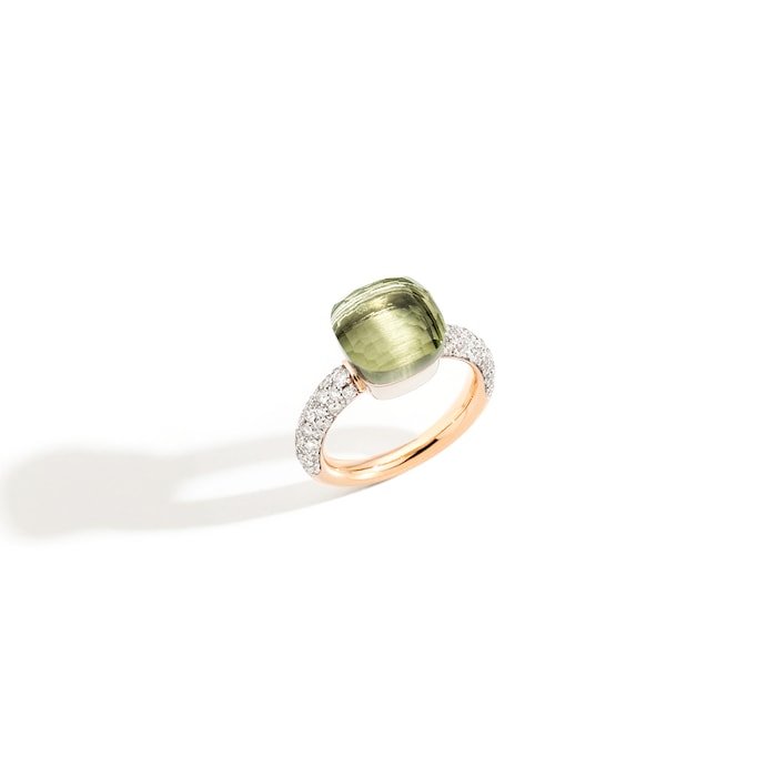 Pomellato Nudo Petit 18ct White & Rose Gold Prasiolite & 0.70ct Diamond Ring - Ring Size Q